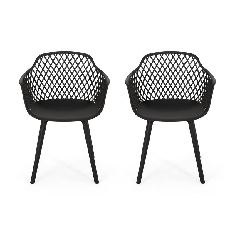 Poppy Outdoor Modern Dining Chair (Set of 2) by Christopher Knight Home - Black