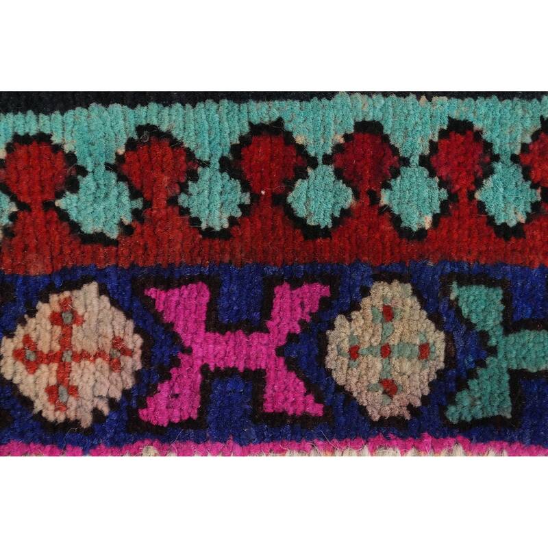 Hand Knotted Oriental 100% Wool Carpet Traditional Tribal Navy Blue & Blues Ardebil Runner Rug - 10' 0'' X 3' 2''