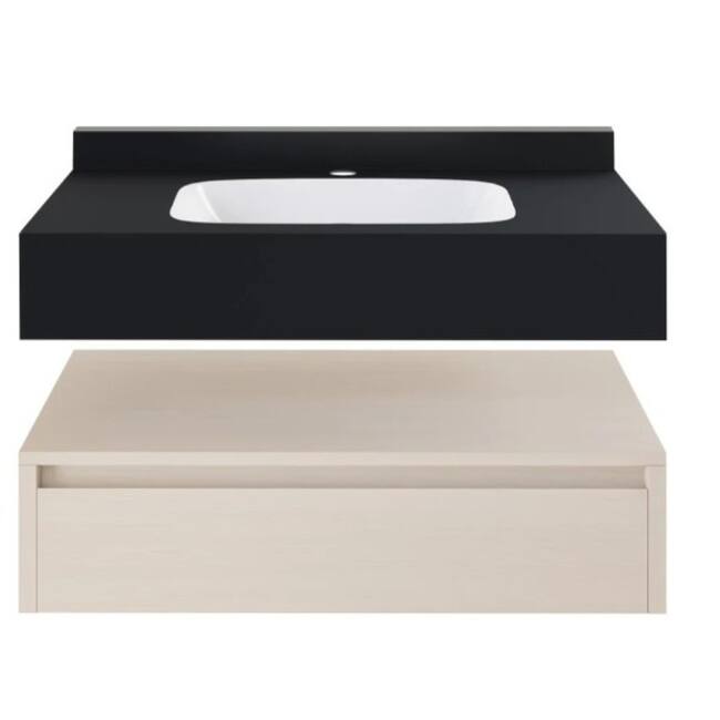 Swiss Madison SM-BV4903 Avancer 36" Wall Mounted Single Basin Vanity - White Oak / Black Marble