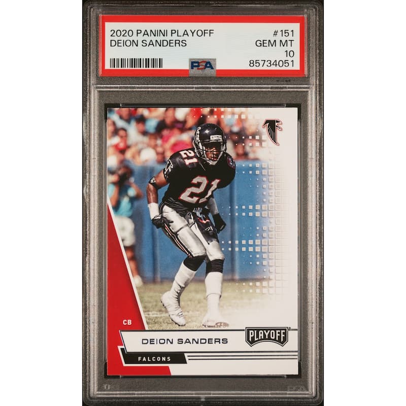 Deion Sanders 2020 Panini Playoff Football Card #151 Graded PSA 10 - 8'6" x 11'6"