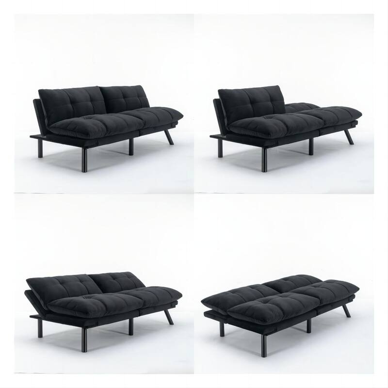 Modern 2-Seater Foldable Sofa Bed with 800 lbs Capacity and Adjustable Backrest