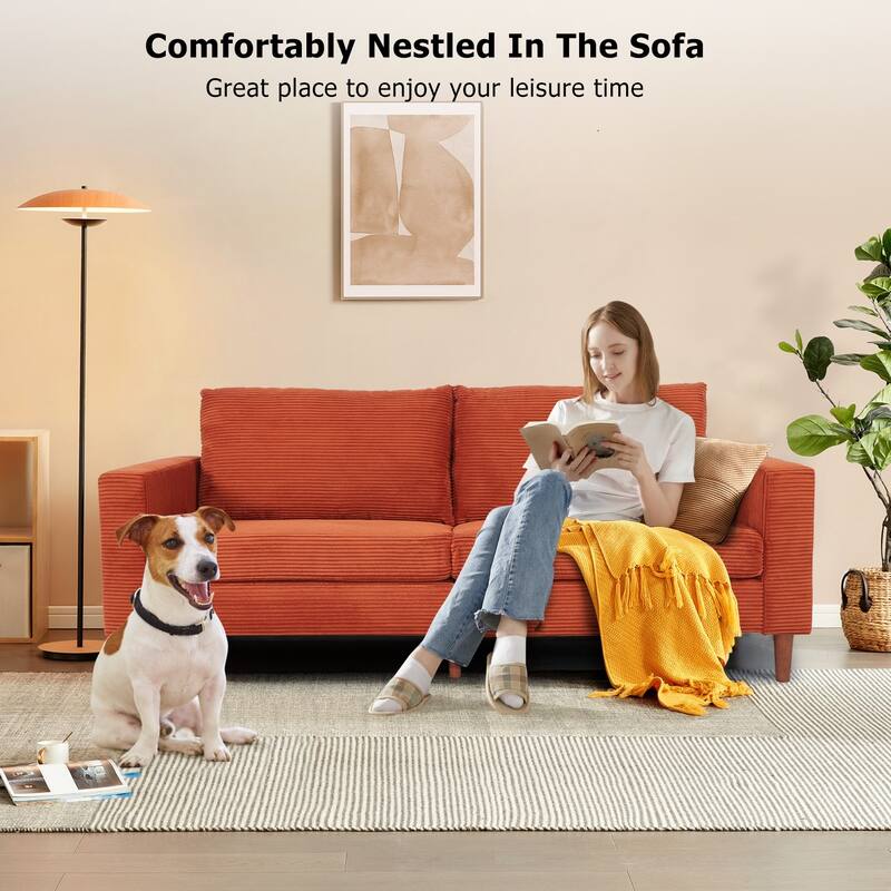 82.7" Sofas for Living Room, Comfy Love Seat Couches, Corduroy Loveseat Sofa,, Easy Assembly for Small Spaces
