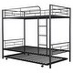 preview thumbnail 4 of 17, Twin over Twin Metal Bunk Bed With Trundle, Ladder, Black