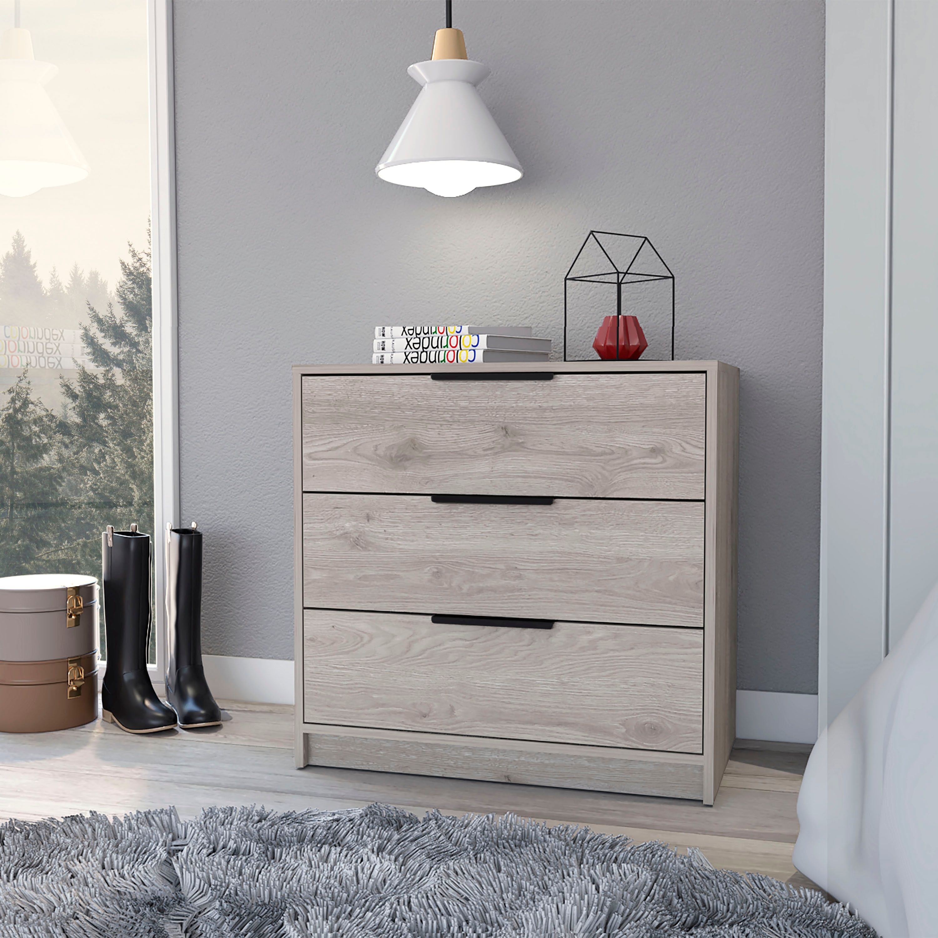 3 Drawers Dresser Maryland Superior Top Light Gray Finish High quality and durable
