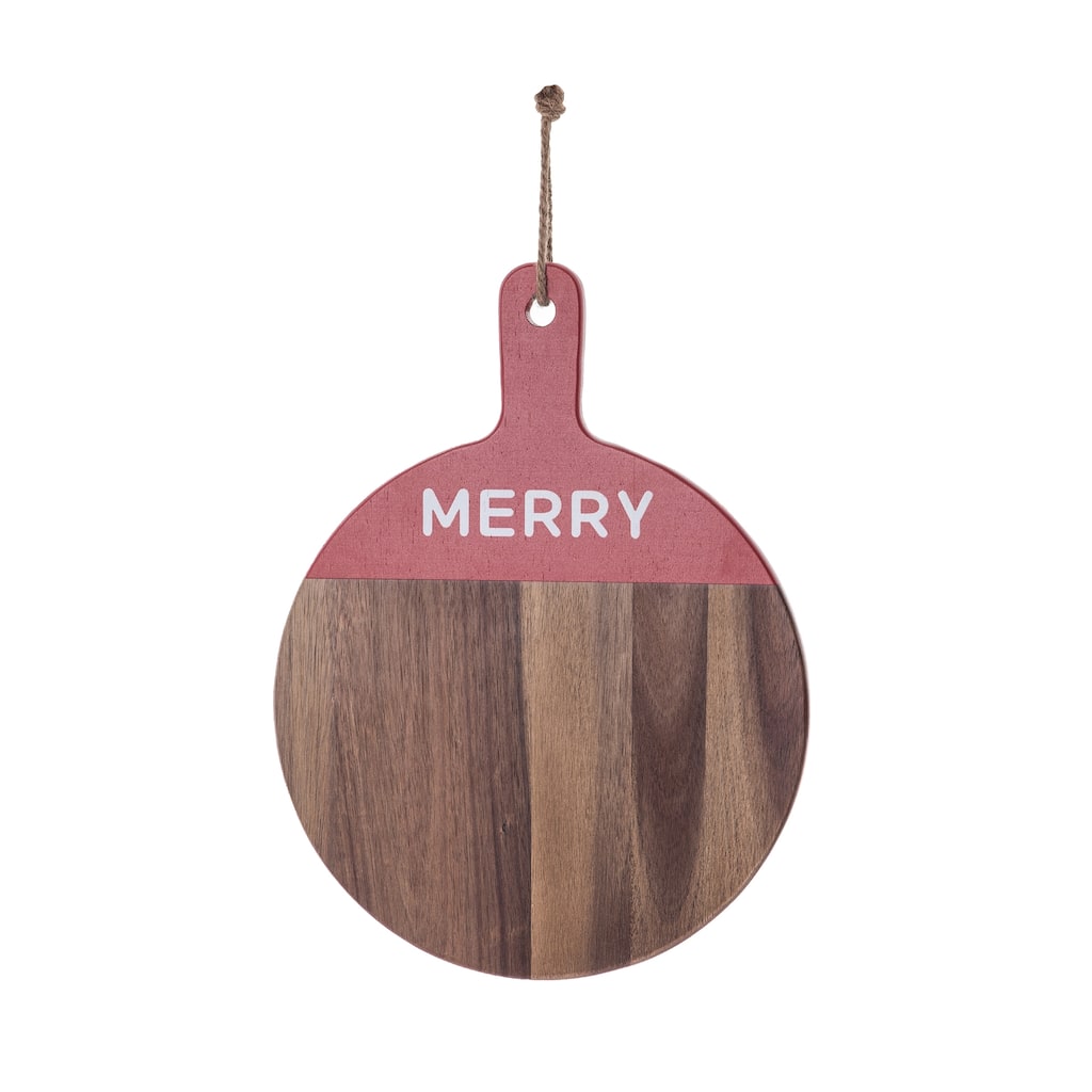 Transpac Wood 15.75 in. Brown Christmas Round Cheese Board