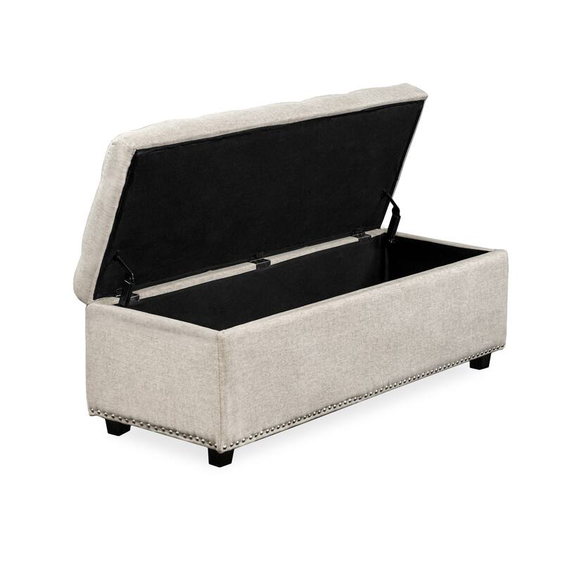 DH Basic Modern Brian 48-inch Rectangular Linen Storage Ottoman Bench by Denhour