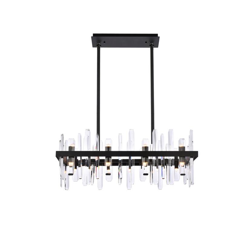 Indigo Home 30 inch crystal rectangle chandelier - Black