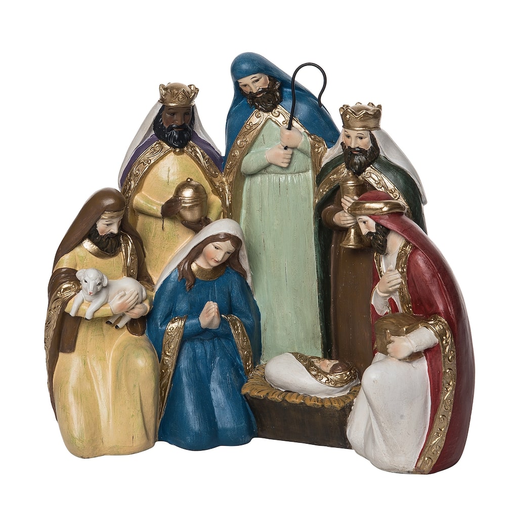 Transpac Resin 12.4 in. Multicolored Christmas Traditional Nativity Scene Decor