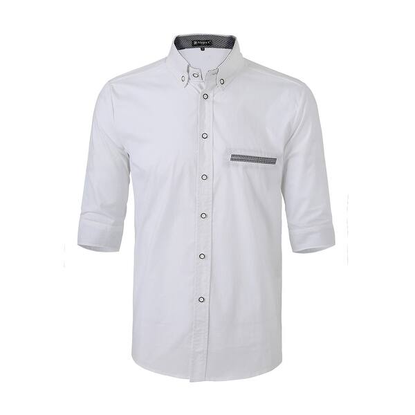 Shop Men Casual Slim Fit Contrast Plaid Half Sleeve Cotton Button