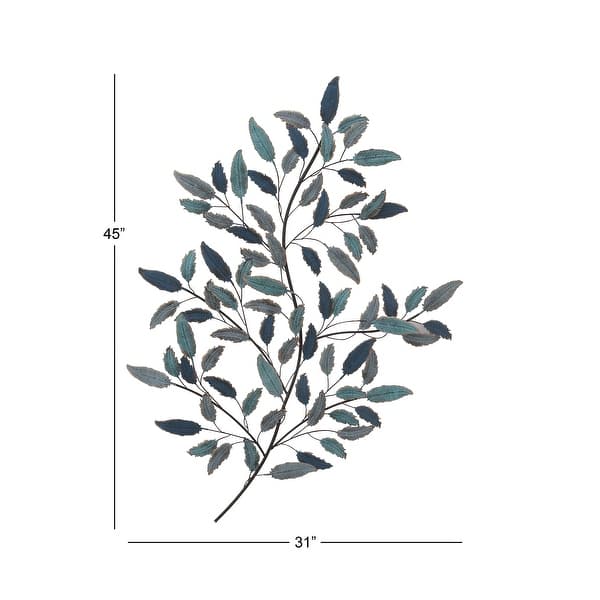 Blue Metal Leaf Wall Decor with Black Stems - Bed Bath & Beyond - 22751731
