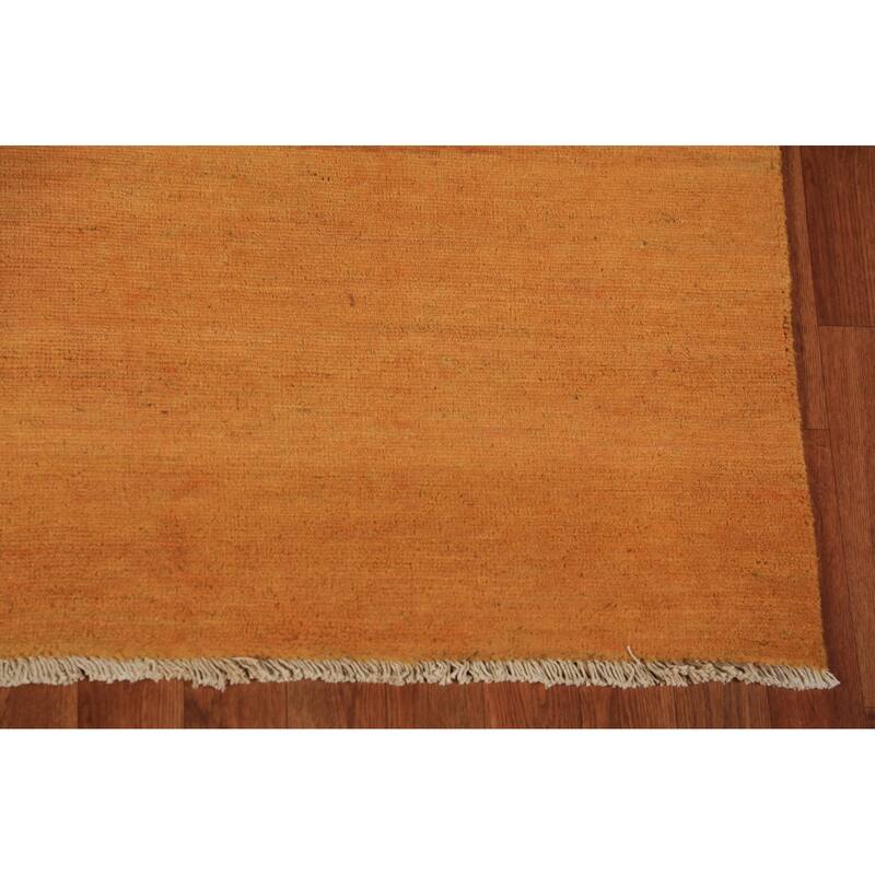 Orange Yellow Modern Gabbeh Oriental Area Rug Hand-Knotted Wool Carpet - 5'3" x 8'1"