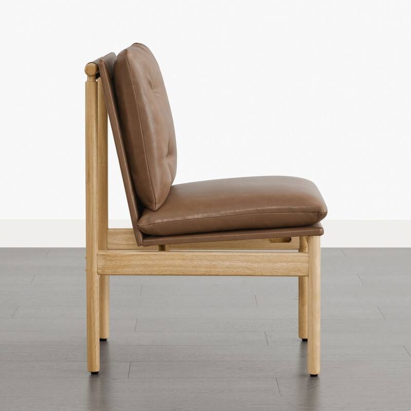 Spruce & Spring Mid-Century Modern Solid Wood Dining Chair with Tufted Cushion