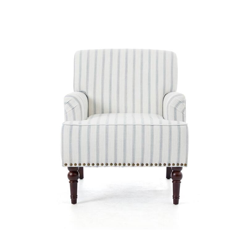Linen Upholstered Armchair Nailhead Trim Accent Chair