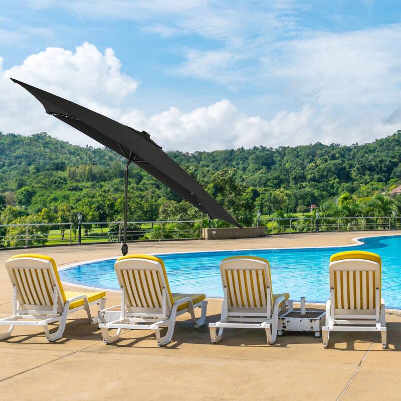 Island Umbrella Nassau 6.5-ft x 10-ft Rectangular Market Umbrella with LED Bulb Lights - Breez-Tex Canopy