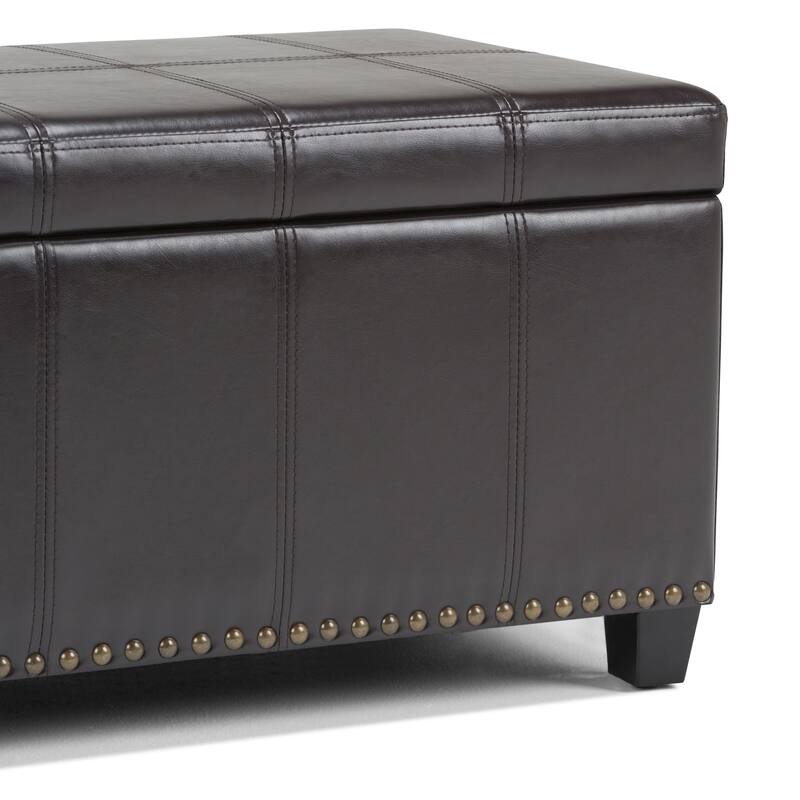 WYNDENHALL Megan 34 inch Wide Transitional Rectangle Storage Ottoman