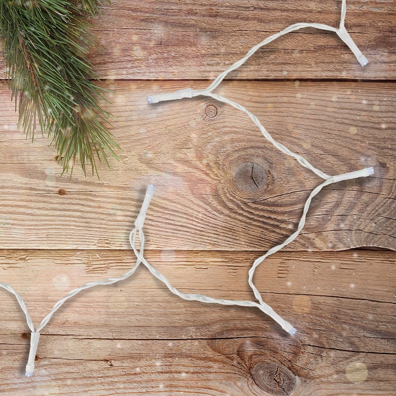 10 B/O Pure White LED Wide Angle Christmas Lights 3ft White Wire - 3'