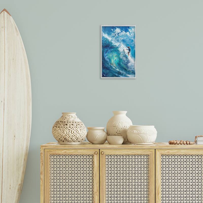 Stupell Soul Surfer on Tidal Wave Framed Giclee Art Design By LSR Design Studio