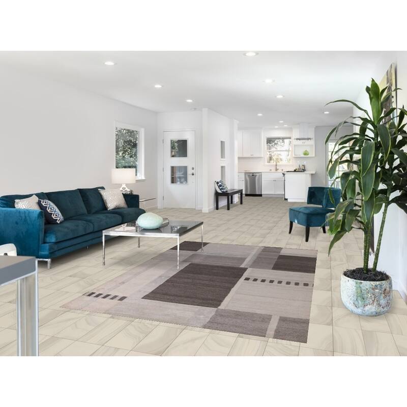 Grey Modern Indian Area Rug Handmade Wool Carpet - 5'3" x 7'7"