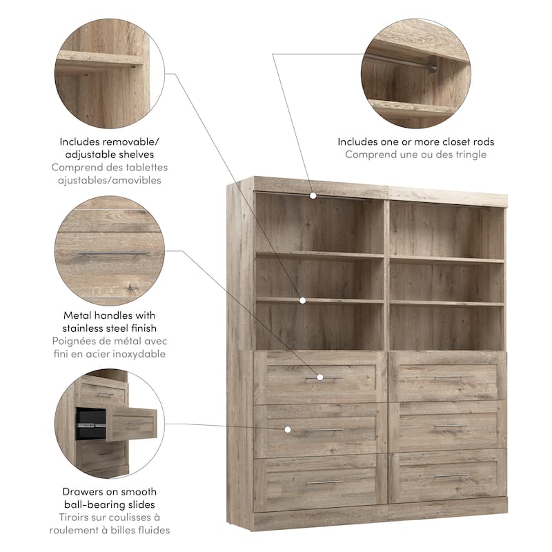 Pur 72W Closet Organizer with Drawers by Bestar