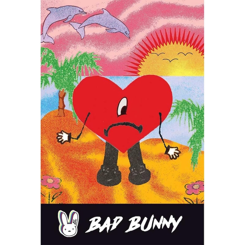 Bad Bunny Heart Art Poster - 24 x 36 Inch