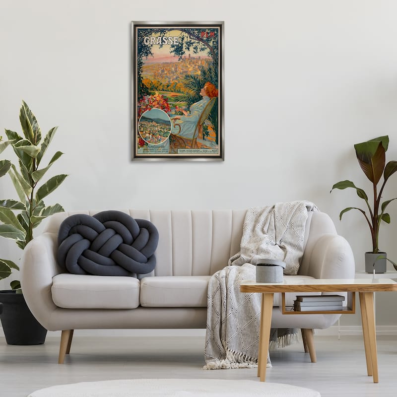 Stupell Vintage Grasse Advertisement Framed Floater Canvas Wall Art Design By Marcus Jules