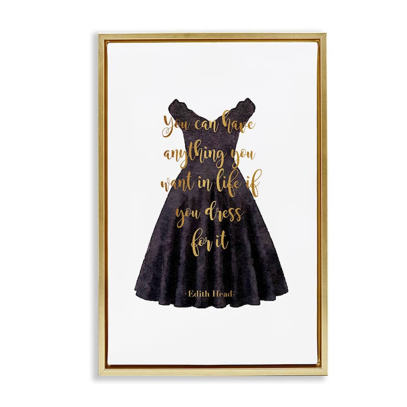 Stupell Dress The Part Fashion Quote Framed Floater Canvas Wall Art Design By Amanda Greenwood - 21 x 31 - Gold