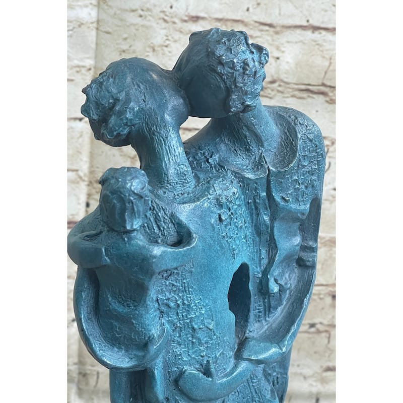 Salvador Dali Hommage - Bronze Sculpture - The Family- 100 Percent Bronze Statue Green