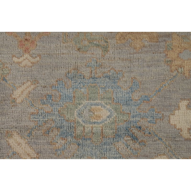 Hand Knotted Oriental 100% Wool Carpet Transitional All-Over Greys & Charcoal Oushak Area Rug - 9' 11'' X 8' 0''