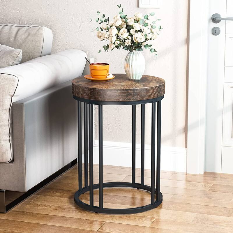 Round Side Table End Table, Modern Nightstand for Living Room Bedroom