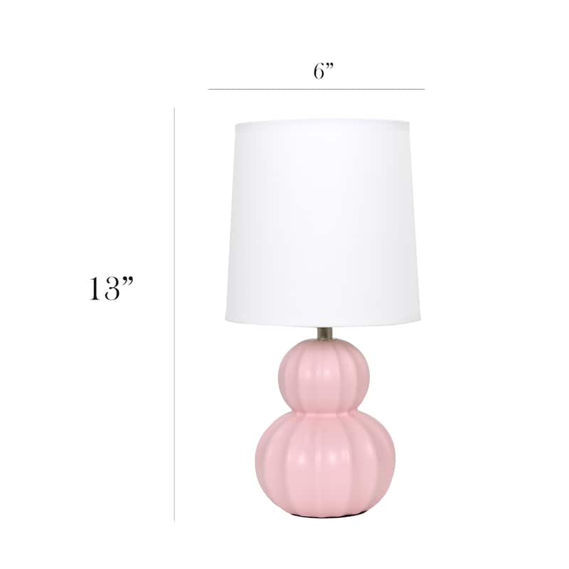 Double Gourd Ceramic Table Lamp with Fabric Shade - 6 x 6 x 13 in. (L x W x H)