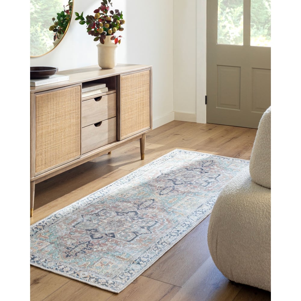 Livabliss Kemer Updated Traditional Medallion Washable Area Rug