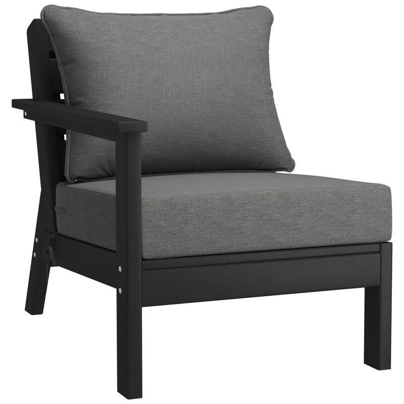 Birchwood All Weather HDPE Outdoor Patio Black Deep Seating Conversation Set (6-Piece Set)