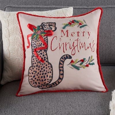 Holiday Christmas Leopard Throw Pillow