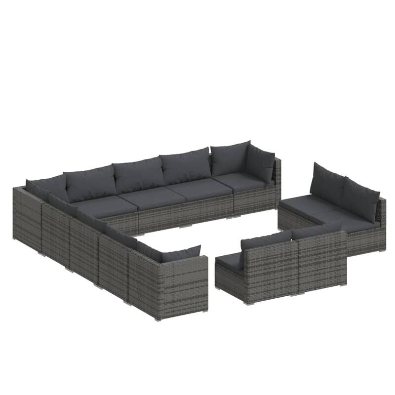 vidaXL Patio Lounge Set Outdoor Sectional Sofa Set Table Garden Poly Rattan
