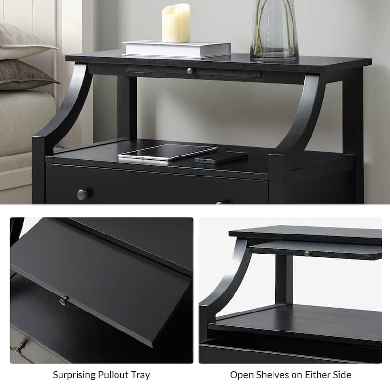 Jennifer 2 - Drawer Nightstand with Built-In Outlets and Pull-out Tray Set of 2 by HULALA HOME
