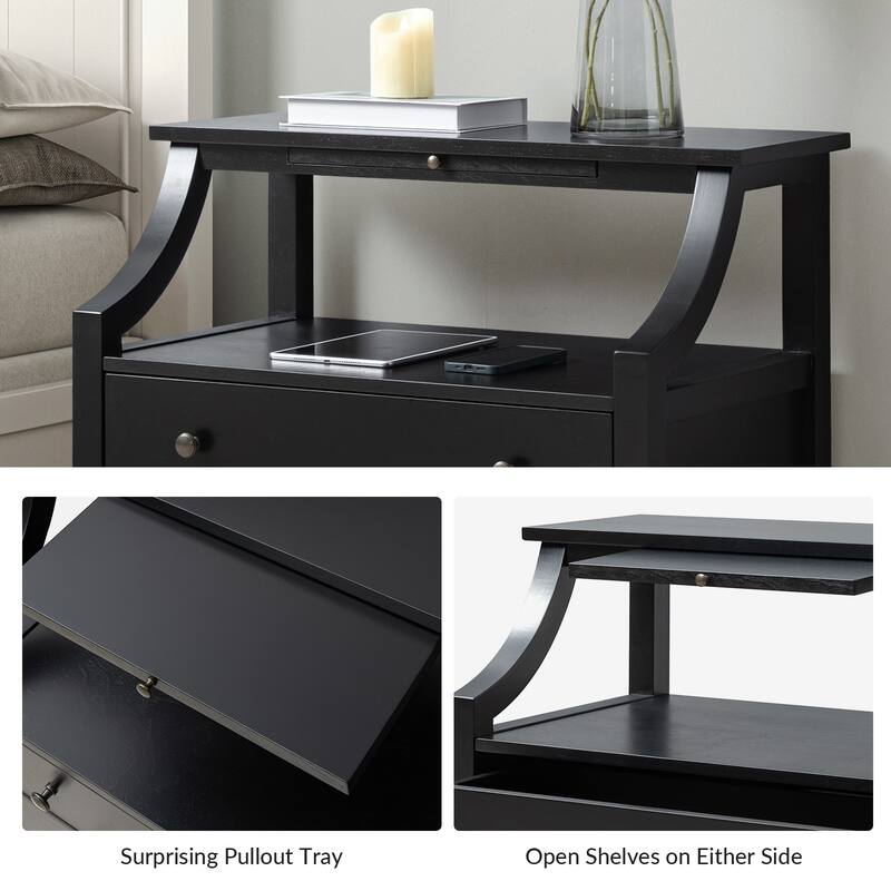 Jennifer 2 - Drawer Nightstand with Built-In Outlets and Pull-out Tray by HULALA HOME