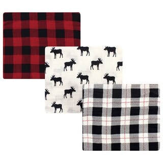 Hudson Baby Infant Boy Cotton Muslin Swaddle Blankets, Moose, One Size - Moose - 3-Pack