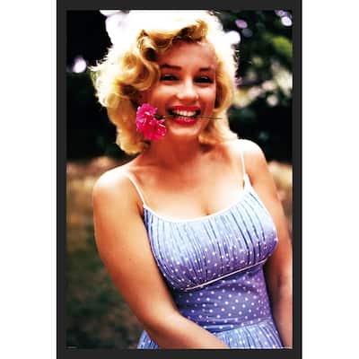 Marilyn Monroe - Flower Overlay Framed Art Poster - 24 x 36 Inch