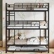 preview thumbnail 4 of 10, Antique Black Twin Size Metal Triple Bunk Bed with Trundle and Ladder for Kids