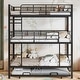 preview thumbnail 14 of 34, Black Twin Size Metal Triple Bunk Bed with Trundle, 2 Ladders & Guardrails, Simple Dormitory Bedroom Heavy Duty Iron Bed Frame