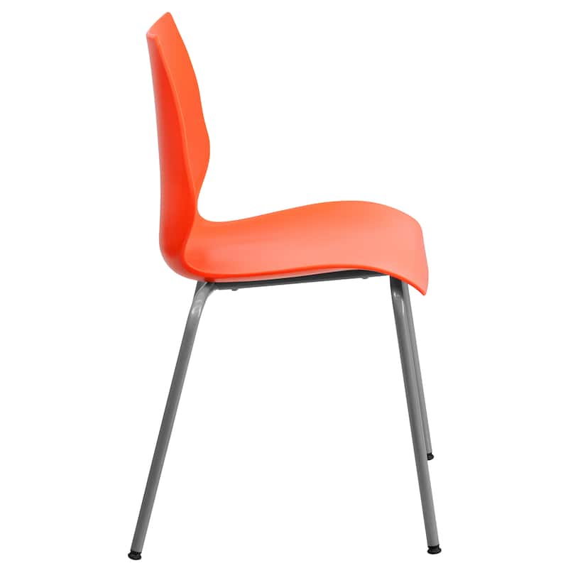 HERCULES Series Stack Chair with Lumbar Support and Silver Frame