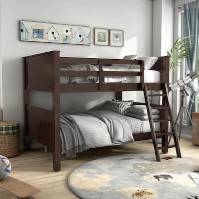 Dylan Transitional Walnut Solid Wood Convertible Bunk Bed by Furniture of America