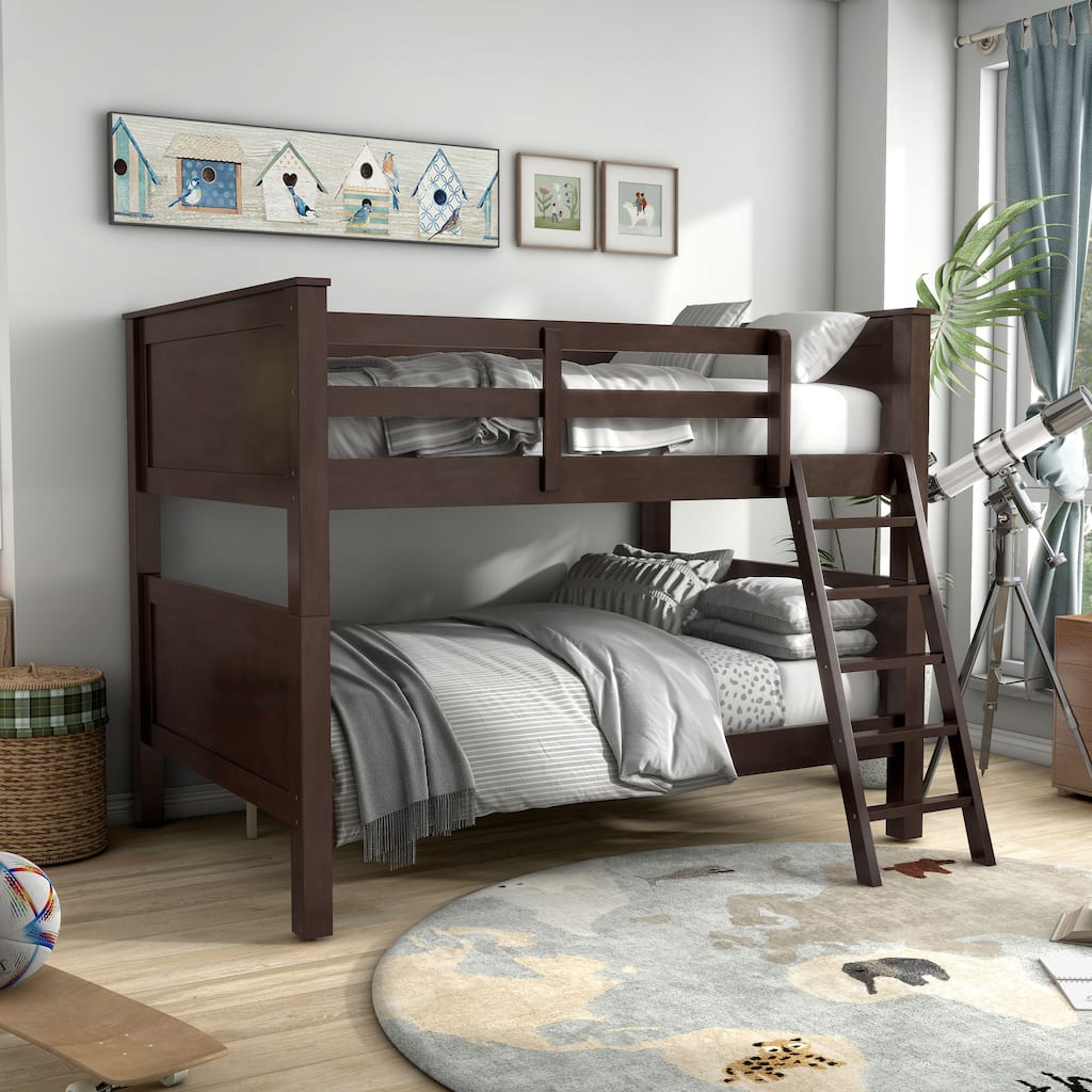 Dylan Transitional Walnut Solid Wood Convertible Bunk Bed by Furniture of America