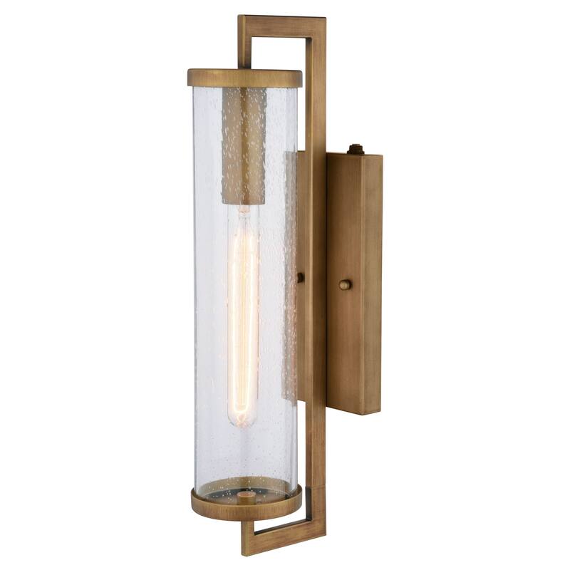 Morgan Park 1-Light Dusk to Dawn Modern Outdoor Wall Sconce with Clear Seeded Cylinder Glass Shade, Exterior Lantern