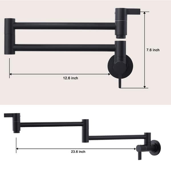 dimension image slide 4 of 6, WOWOW Wall Mounted Pot Filler Faucet with Double Joint Swing Arms