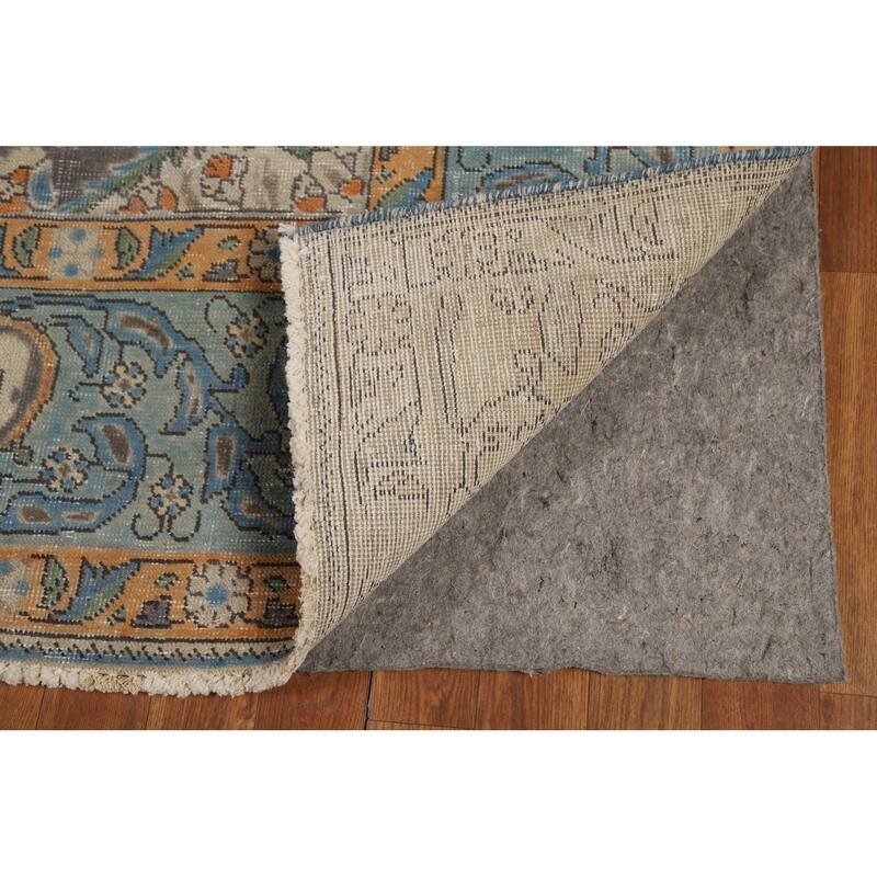 Light Blue Floral Tabriz Persian Rug Hand-Knotted Wool Carpet - 7'7"x 11'1"