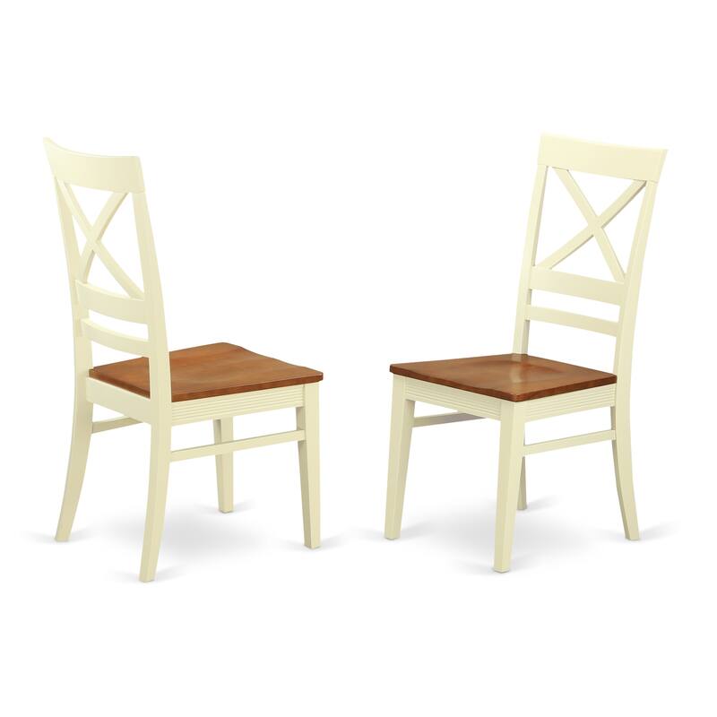 HomeStock 3-Piece Buttermilk and Cherry Finish Solid Wood Top Dining Table Set