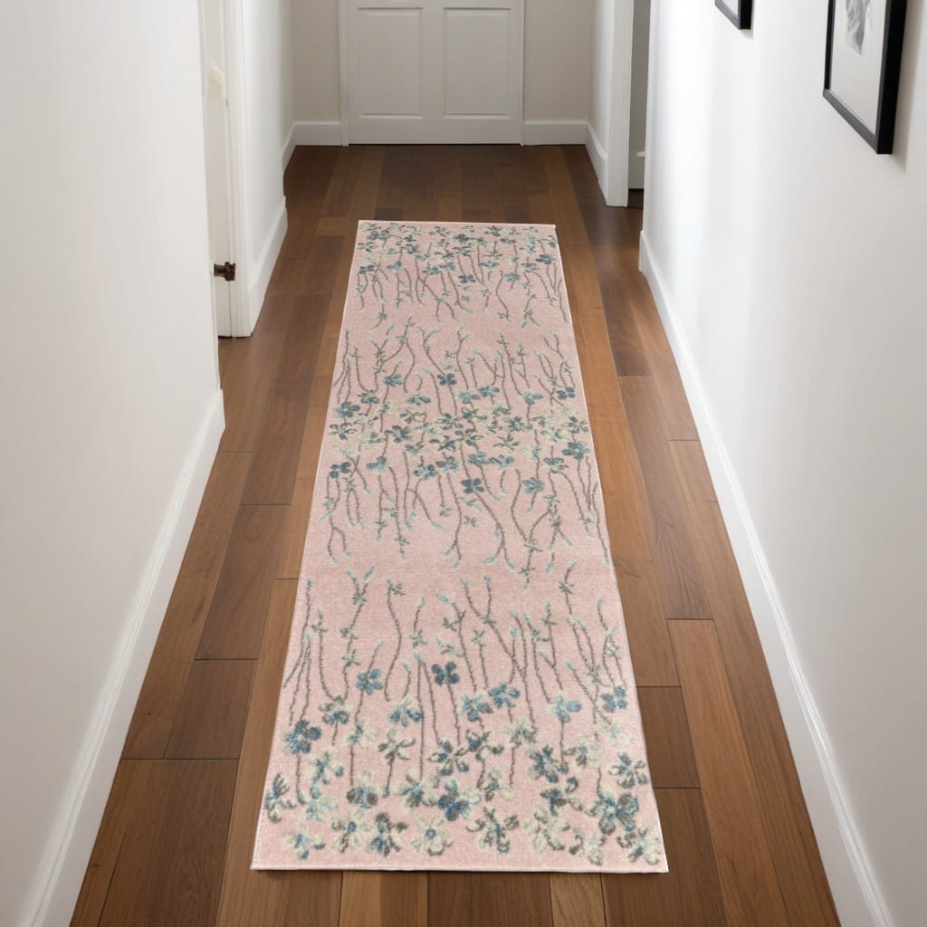 Power Loomed Abstract Floral Stain Resistant Area Rug - 87' X '27' X '0.5