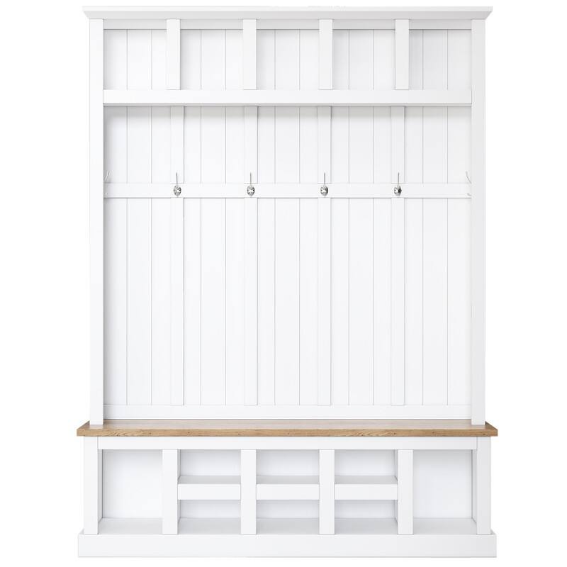 78''H Modern Hall Tree with Bench,13 Compartments and 6 Hooks