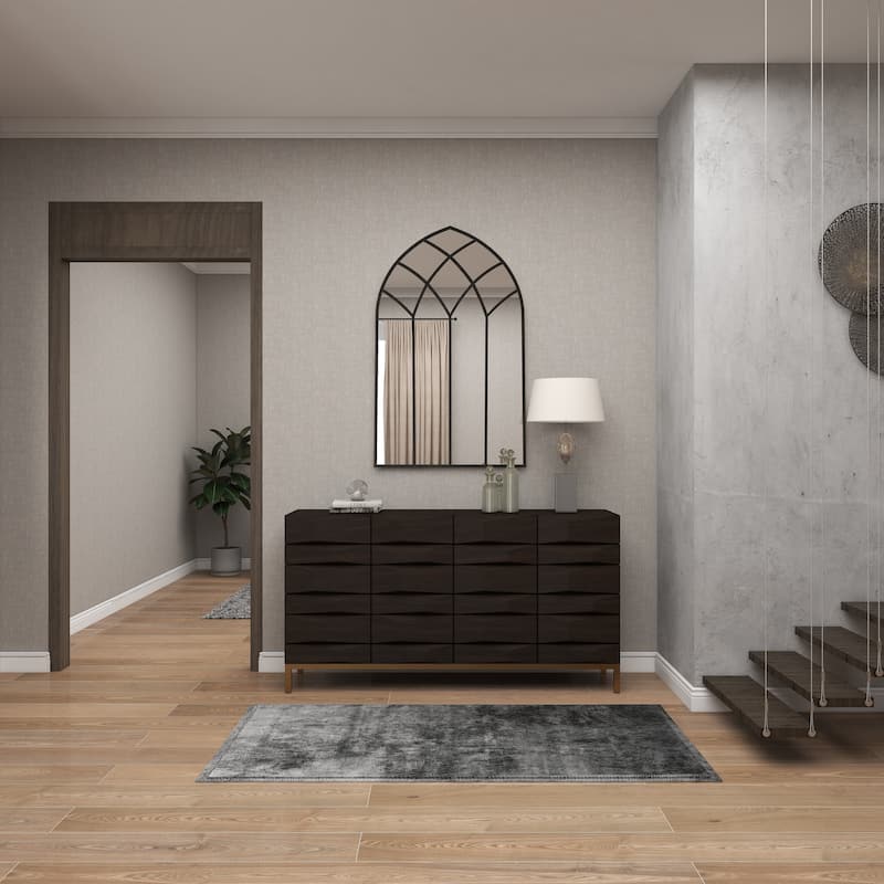 Metal Window Pane Inspired Grid Room Wall Mirror - Copper, Brown, Black - Roche River Decor